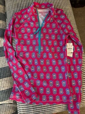 ‼️NWT‼️ J. Crew ⚓️ Hot Pink Floral-Print Rash Guard with Teal Zip